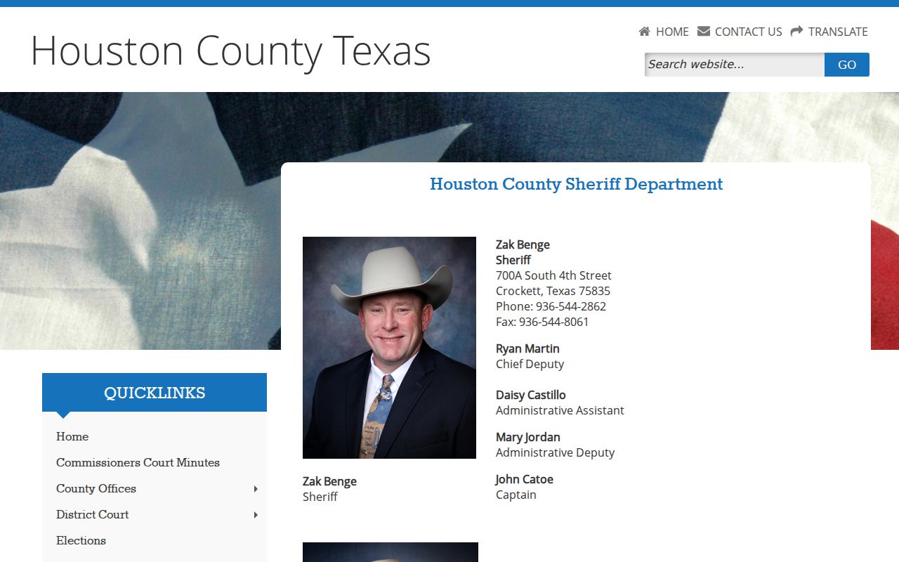 Houston County arrest records and jail gateway on the sheriff website