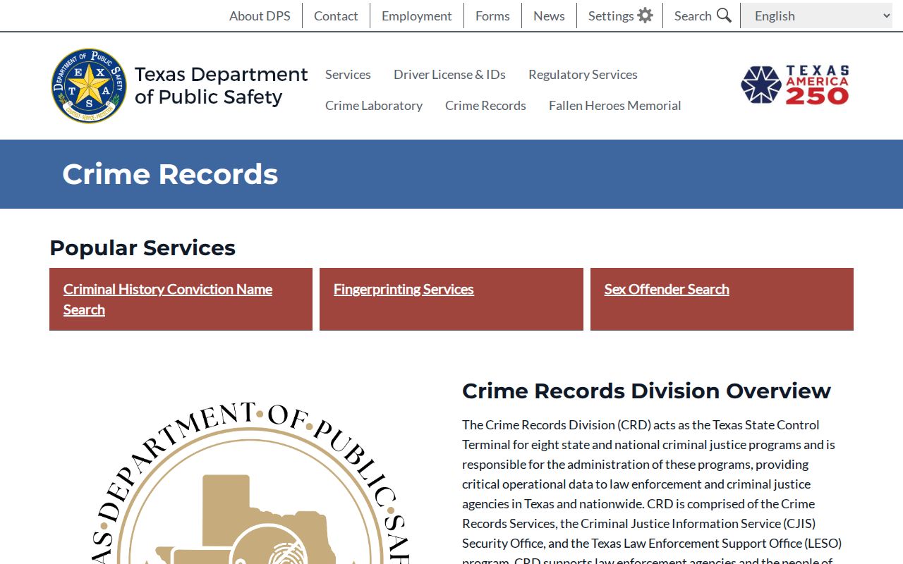 Houston County criminal history Texas DPS Crime Records Division