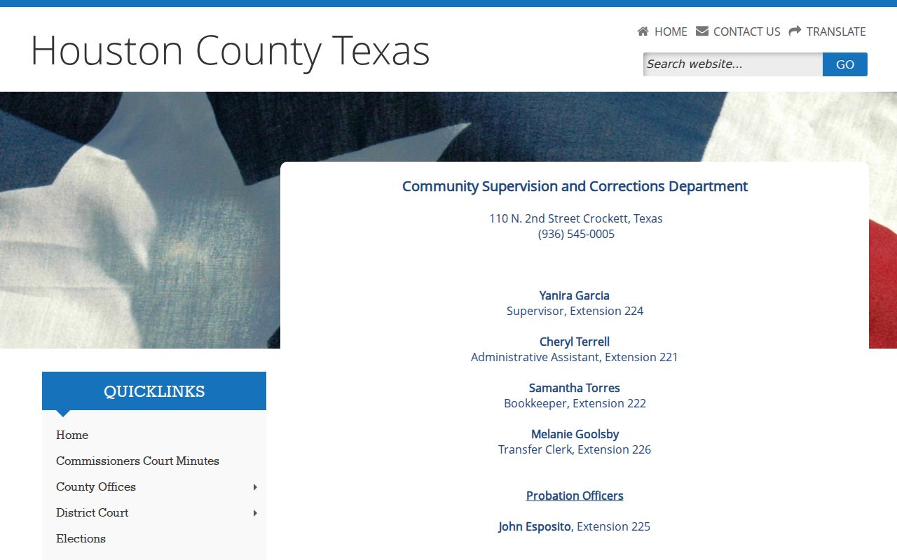 Lovelady criminal records routing through Houston County community supervision